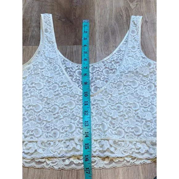 Vintage Natori White Lace Tank Top Large Sleeveless Floral Sheer Camisole - Picture 5 of 6
